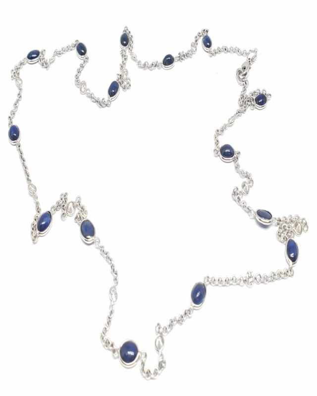 18K White Gold Sapphire and Diamond Necklace